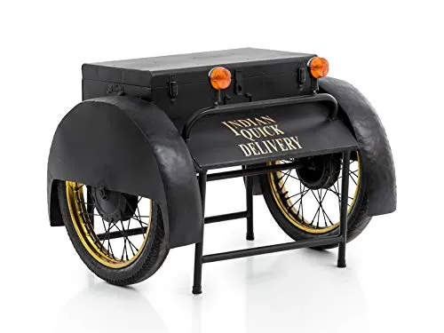 Woodkings® Vintage Bartisch mit Barregal und Rädern - Bartisch - rustikales Design mit Metall- und Blechverarbeitung, leicht zu bewegen dank Rädern. Ideal als Weinschrank oder dekorativer Beistelltisch für stilvolle Wohnräume.