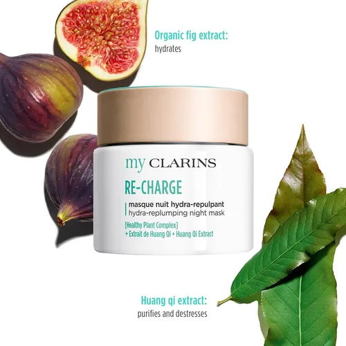 CLARINS myCLARINS Re-Charge Hydra-Replumping Night Mask 50 ml - Nachtpflege für neue Energie und jugendliches Aussehen. Mit Bio-Kokoswasser und Alpenrose-Extrakt für strahlende, intensiv mit Feuchtigkeit versorgte Haut.