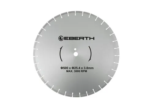 EBERTH Diamanttrennscheibe Ø 500 mm - Trennscheibe für Stein, Beton, Fliesen und Feinsteinzeug, ideal für Nass- und Trockenschnitte mit hoher Standzeit und sauberen Schnittergebnissen.