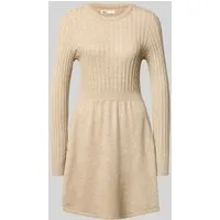 Only Strickkleid aus Viskose-Mix Modell 'FIA' in Sand Melange, Größe L