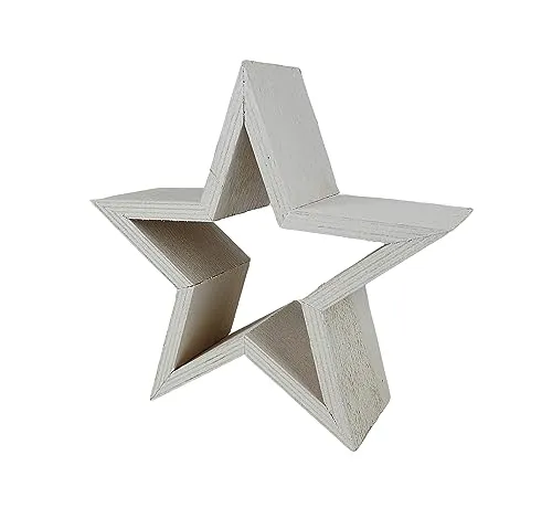 Sesua Deko Holzstern 17cm Weiss Weihnachtsstern Fensterdeko Tischdeko