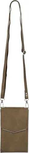 styleBREAKER Mini Umhängetasche mit V-Klappe und Metall Detail | kleine Handytasche zum Umhängen | elegante Crossbody Bag mit Kartenfächern für Damen, Farbe:Taupe