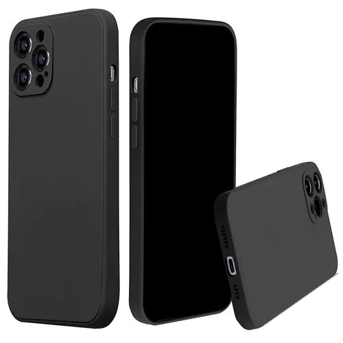 Handyhülle Cover Schutz Case iPhone 12 13 14 Pro Max Mini Plus Schwarz Silikon