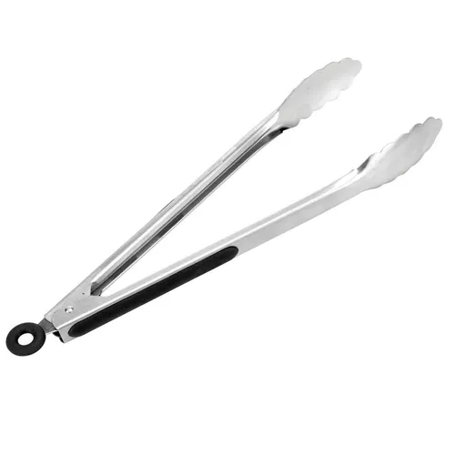 Edelstahl Servier- & Grillzange sperrbar 34cm mit Kunststoffgriff und Aufhängung