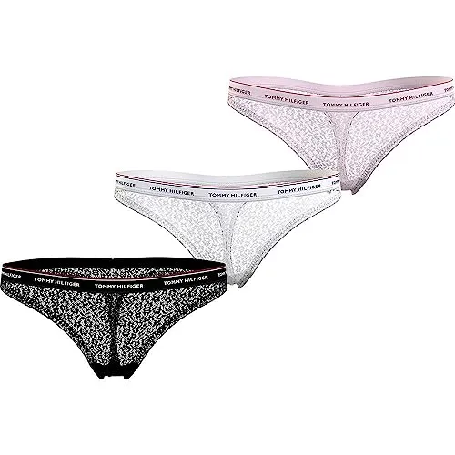 Tommy Hilfiger Damen Strings Premium Essential Tangas, Mehrfarbig (Black/White/Light Pink), S - Funktionsunterwäsche mit hohem Beinausschnitt, aus 50% recyceltem Material für Komfort und Nachhaltigkeit. Ideal für selbstbewusste Frauen, die Wert auf Stil und Qualität legen.