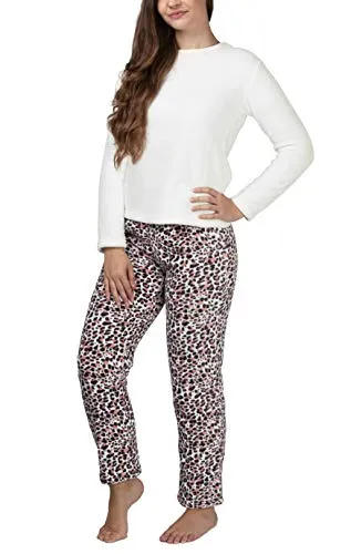 maluuna Plüsch Hausanzug für Damen, Farbe:beige, Größe:M