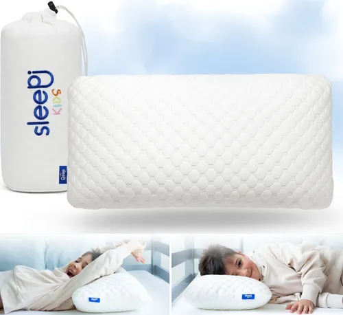 SLEEPI Kopfkissen Kids Cloud, Füllung: Schaumstoffwürfel, Bezug: Tencel®, Rückenschläfer, Seitenschläfer, Kinderkopfkissen, Höhenverstellbar, Memory Foam Würfel, Kinderkissen