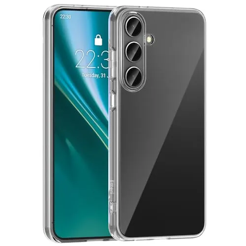 Etteri Handyhülle für Samsung S24 Plus Clear Case - Vergilbungsfreie TPU Transparente Handyhülle mit erhöhtem Kameraschutz - Anti-Feuchtigkeitsbeschichtung - Rundumschutz - Kabellosem Laden kompatibel