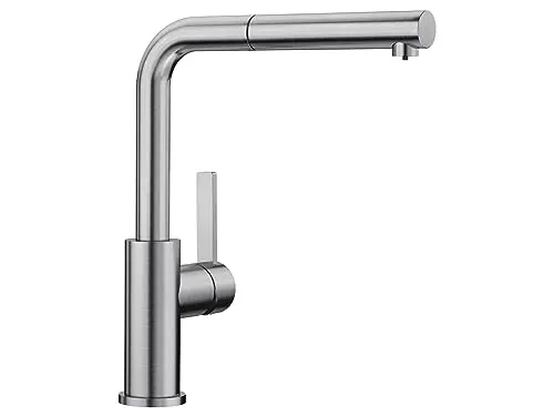 Blanco Lanora-S Einhebelmischer - Edelstahl gebürstet, Niederdruck - Moderne Armatur für Küchen mit elegantem Design und herausziehbarer Schlauchbrause für maximale Flexibilität.