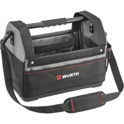 Würth Werkzeugtasche 0715930222 - Robuste offene Werkzeughalterung aus Kunststoff, mit gepolstertem Tragegriff und verstellbarem Schultergurt, ideal für Profis und Handwerker