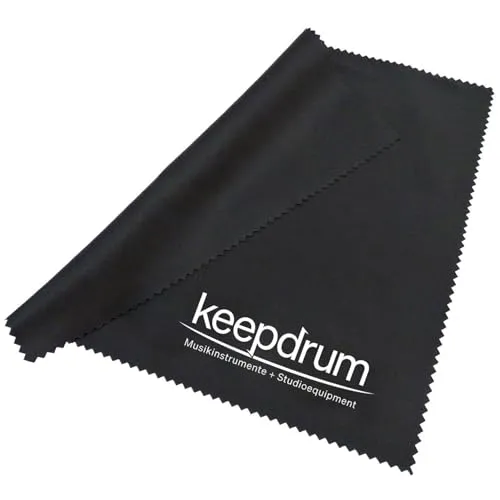 keepdrum Mikrofaser-Reinigungstuch Poliertuch für Musik-Instrumente, Schwarz, 200x200mm