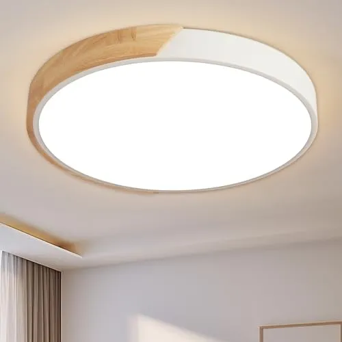 Style home LED Deckenleuchte 36W mit Fernbedienung - Deckenleuchte 36W, dimmbar mit Fernbedienung, harmonisches Design aus Holz und Metall. Ideal für Wohnzimmer, Schlafzimmer und Küche, Lichtfarbe von 3000K bis 6000K.