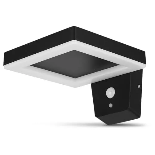 REV Solarlampe für außen SQUARE - Bewegungsmelder & Dämmerungssensor - Stilvolle Aussenlampe mit hochwertigem Aluminiumgehäuse, ideal für Terrasse und Balkon. Bewegungsmelder mit 8m Reichweite und Dämmerungssensor für zuverlässige Beleuchtung.