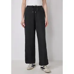 Stoffhose STREET ONE STUDIO, Damen Gr. 38, Schwarz - Stoffhose für Damen im Loose Fit aus 100% Leinen, mit elastischem Bund und Tunnelzug für optimalen Tragekomfort. Ideal für lässige Sommerlooks!