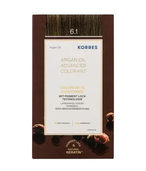 KORRES Argan Oil Colorant – ammoniakfreie Haarfarbe mit Bio-Arganöl Dunkelblond Asch 6.1 – 100% Grauhaarabdeckung & vegan für ein langanhaltendes Farbergebnis