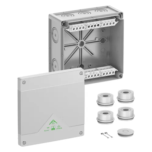 Spelsberg Abox 160-162 - IP 66 Abzweigkasten, grau, 5-polig - Sonstige Elektroinstallationsartikel, IP 66 Abzweigkasten mit hochliegender Schraubklemme, ideal für Innen- und geschützte Außenanwendungen.