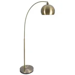 Relaxdays Bogenförmige Stehlampe in Gold - Elegante Stehlampe aus Metall, ideal für modernes Wohnen. Mit langem Kabel und Fußschalter für flexible Platzierung und einfache Bedienung. Ein echter Blickfang für Wohnzimmer, Flur oder Schlafzimmer.
