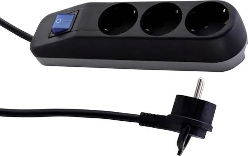 REV 0014340500 Steckdosenleiste mit Schalter 3fach Schwarz Schutzkontakt 1St.