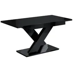 Altdecor Esstisch, Schwarz Hochglanz, Holzwerkstoff, Rechteckig,Rechteckig, X-Form, 80x75x140 cm, Esszimmer, Tische, Esstische