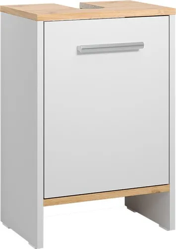 Vicco Waschbeckenunterschrank Karli in Weiß/Goldkraft Eiche - Moderne Badmöbel für stilvolle Waschbecken mit praktischem Stauraum. Flexibel montierbar und pflegeleicht – der ideale Unterschrank für jedes Badezimmer.