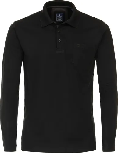 Redmond Polo-Shirt Langarm Uni nah 91 schwarz M - Poloshirt für Herren, hoher Baumwollanteil für hohen Tragekomfort, klassisches Design mit Brusttasche, ideal für vielseitige Outfits.