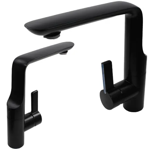 Comet Einhebelmischer Modena für Wohnmobil und Caravan - Wasserhahn mit Schalter in edlem matt schwarz, ideal für Camping und Boote. Einfach Temperatur einstellen und Pumpe aktivieren – top Qualität aus Deutschland!