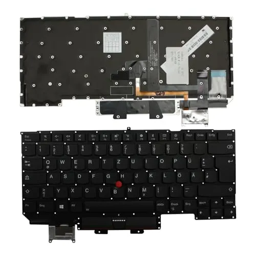 Power4Laptops Deutsch Mit Zeiger Hinterleuchtet Schwarz kompatible Ersatz Tastatur kompatibel mit Lenovo SN20M08084