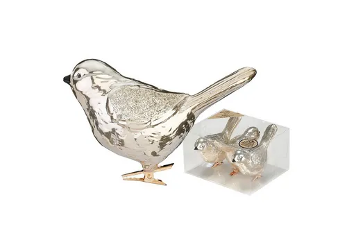 MAGIC by Inge Christbaumschmuck, Christbaumschmuck Kunststoff Vögel auf Clip 3er Set Creamy Gold