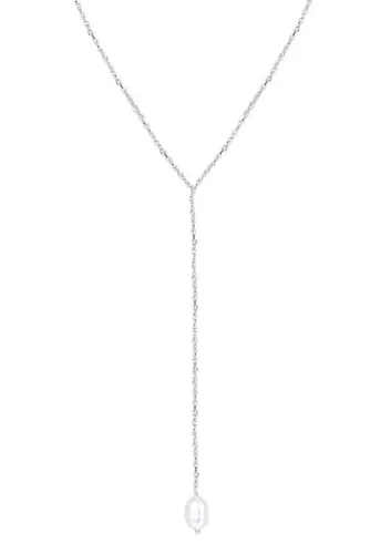 Hey Happiness Perlenkette Y Barock, 925 Silber mit weißer Süßwasserperle - Elegante Perlenkette aus 925 Silber, ideal für den Layering Look. Hochwertige Süßwasserperle und verstellbare Länge sorgen für hohen Tragekomfort und Stilvielfalt.