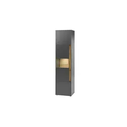 Produktbild Vitrine 24 City Büroschrank 3-trg mit Glaseinsatz in Anthrazit und Wotan Eiche