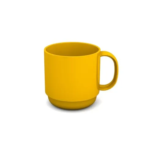 Ornamin Henkelbecher M508 Klassik Plus – 250ml Mehrwegbecher aus Kunststoff – Stapelbar, Bruchstabil – BPA-frei – Ideal für KITA, Kantine, Pflege & Camping – Made in Germany (Gelb)