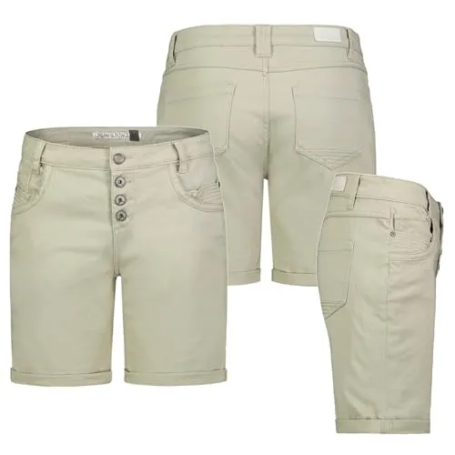 Urban Surface Damen Shorts Bermuda Kurze Hose Short Stretch Leicht Sommer Loose fit, Farbe:Grün, Größe:M 38
