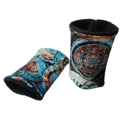 Britta Meier Armstulpen, Pulswärmer Mandala aus der Nähwerkstatt (Schwarz-Orient)