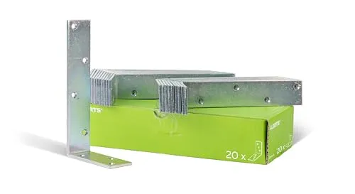 Alberts 847890 Balkenwinkel 20er Set | galvanisch gelb verzinkt | 100 x 200 x 40 mm - Stütze - Robuste Stahlwinkel mit hoher Korrosionsbeständigkeit für langlebige Befestigungen von Balken und Pfosten im Garten- und Hausbereich.