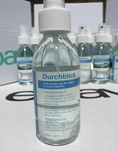 DURCHBLICK Brillenputzmittel Antibeschlag 150ml - Reinigungstücher & -sprays, streifenfreier Brillenreiniger mit Antibeschlag-Effekt, alkoholfrei und fettlösend für klare Sicht und angenehmen Duft.