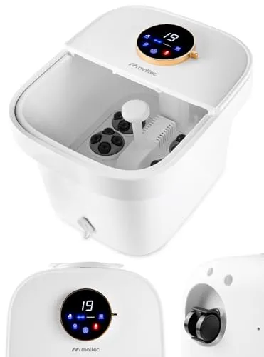 MalTec Fußmassagegerät Wasser Hydromassager PRO-Hydro500W 6 Massagerollen Timer Weiss Touchscreen