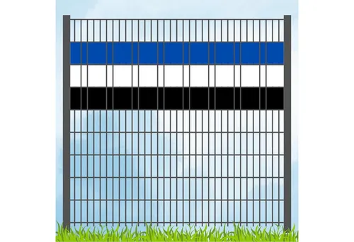 zaunzu Sichtschutzstreifen Blau/Weiß/Schwarz - Vielseitige Sichtschutzstreifen für Doppelstabmattenzaun in Vereinsfarben – ideal für Gärten und Terrassen. Hochwertiges, wetterfestes Material sorgt für langlebige Farbechtheit und Privatsphäre.