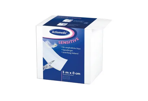 Actiomedic Wundpflaster Actiomedic® SENSITIVE Wundschnellverband Weiß 8 cm x 5 m