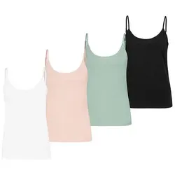 SUBLEVEL Shirttop Spaghettiträger-, einfarbig, Baumwolle, 4er-Pack (4-tlg) Strap-Top 4er-Pack grün|schwarz S