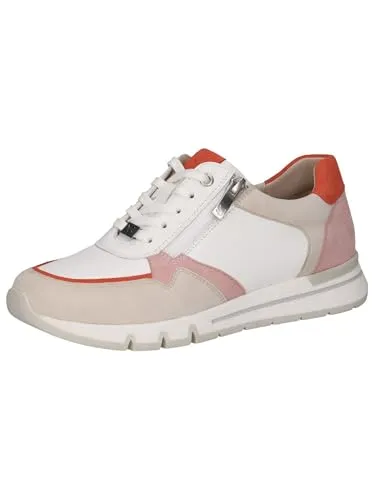 CAPRICE Comfort Damen Sneaker flach aus Leder mit Reißverschluss - Weiß (White Comb) - Damen-Sneaker mit H-Weite für breite Füße, AIRMOTION Sohlentechnologie für optimale Zirkulation und komfortable Federung, ideal für den ganzen Tag.