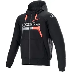 Alpinestars Chrome Ignition Hoodie schwarz/rot-fluo S - Motorradjacke mit Aramidfaser-Verstärkungen für hohe Abriebfestigkeit und Nucleon Flex Plus-Protektoren für optimalen Aufprallschutz. Tech-Air® ready für zusätzlichen Sicherheitsschutz.