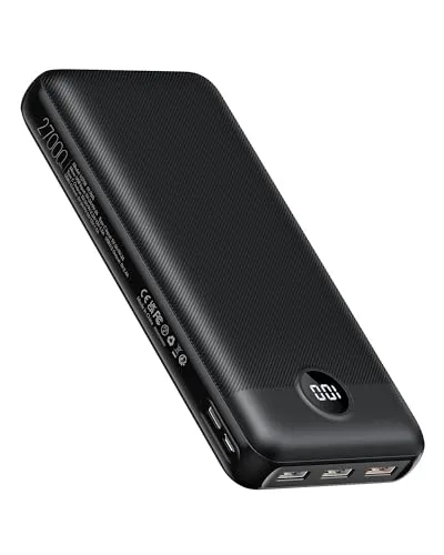 VEGER Power Bank 27000mAh 20W PD, Powerbank USB C Externer Handyakkus mit 4 Ausgängen und 2 Eingängen LED Tragbares Ladegerät,Kompatibel mit iPhone Huawei Tablet usw