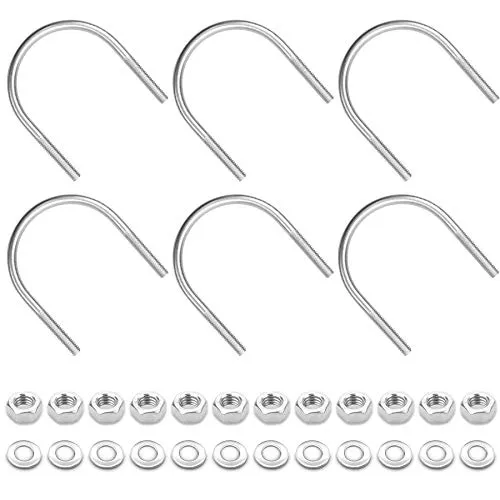 Produktbild YEYIT U Bolzen 6 Stück U Bügel mit gewinde 304 Edelstahl Bügelschraube M6 x 51 mm (Innenbreite) Gewindebügel Bügelschelle U-Schrauben Schellen mit Muttern und Unterlegscheibe
