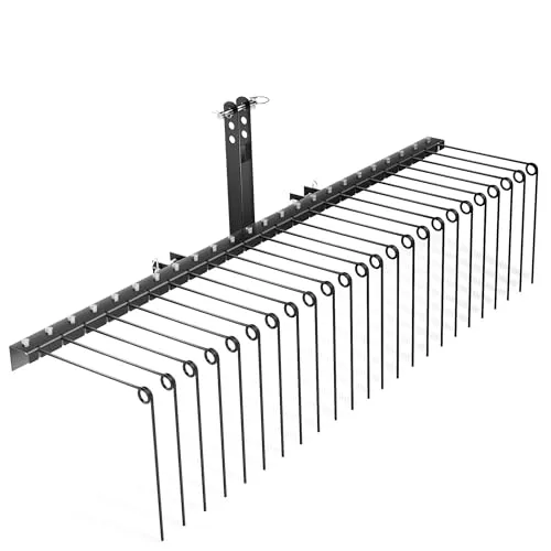 Wiltec Vertikutierer 183 cm für Aufsitzmäher, Rasenlüfter mit 24 Spiralfedern, Rasenvertikutierer zum Rasen lüften, Vertikutierrechen als Entmooser