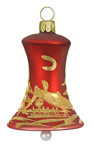 Glocke rot matt/ goldene Winterlandschaft 4Stck. /Box
