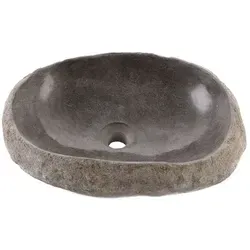 wohnfreuden Aufsatzwaschbecken Naturstein 40 cm grau von Wohnfreuden