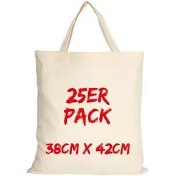 Texxilla Baumwolltasche Mehrpack Classic mit zwei kurzen Henkeln, Natur, natur