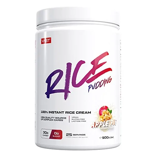 VAST Instant Rice Pudding – Apple Pie – 900g – Komplexe Kohlenhydrate – Perfekt als Pre- und Postworkout – Zuckerfrei, Fettfrei, Glutenfrei, Laktrosefrei