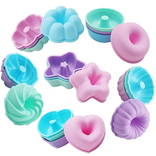 To encounter 24 x Silikonformen, antihaftbeschichtet, 6,5 cm, Donut-Form, Silikon-Backförmchen, Donut-Pfanne, Muffin, Gelee, Bagel-Pfanne, ofen- mikrowellengeeignet, spülmaschinenfest