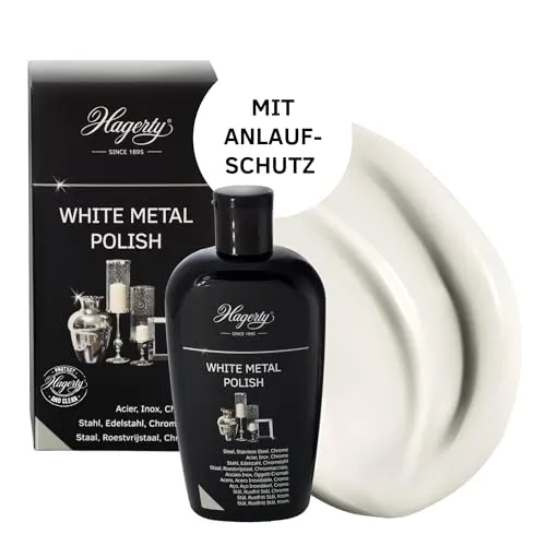 Hagerty White Metal Polish Edelstahl-Politur 250 ml I Effiziente Metallpolitur für Stahl Edelstahl Chrom I Edelstahl Polierpaste mit Sofortwirkung für Spüle Kühlschrank Backofen Kaffeemaschine